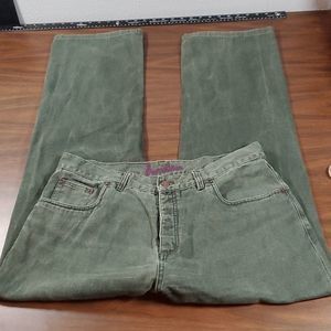 Men's Boden Canvas Buttonfly Jeans 36 Long Forest Green‎